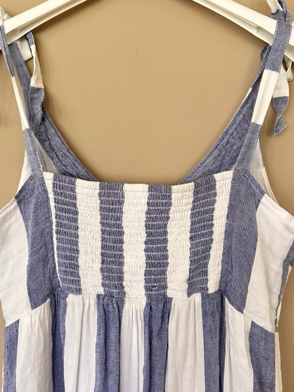 Tommy Bahama Rugby Beach Stripes Linen Maxi Dress Women XL Pockets Sundress Blue - Picture 7 of 10